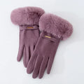 Amelia Fitted Fur Cuff Gloves | Metallic Accent Gloves