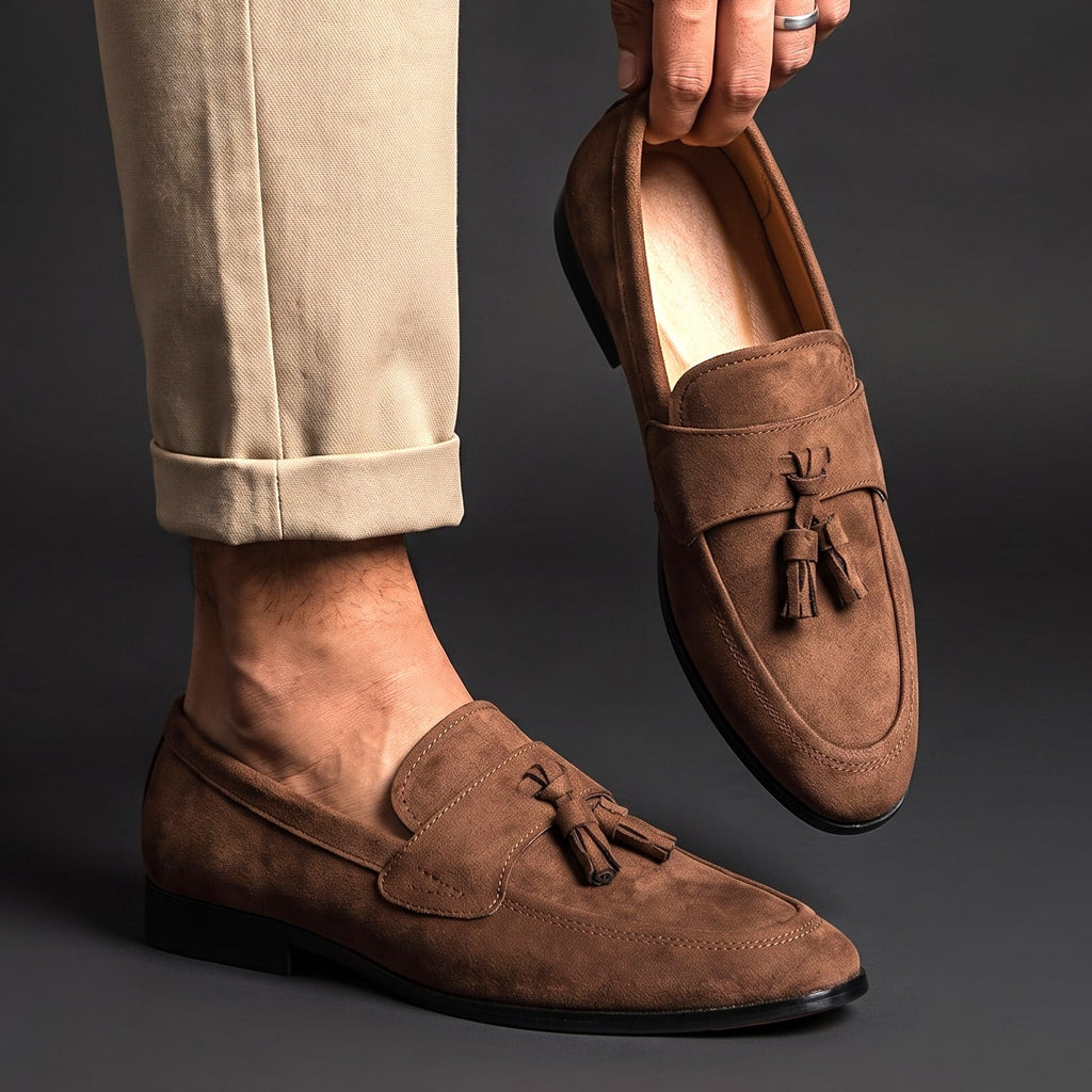 Microsuede Tassel Loafers | Cushioned Slip-On Summer Casual Dress Shoes