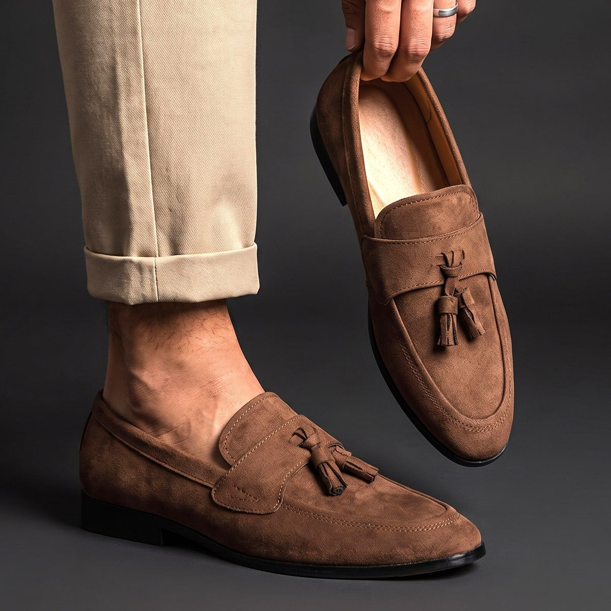 Microsuede Tassel Loafers | Cushioned Slip-On Summer Casual Dress Shoes