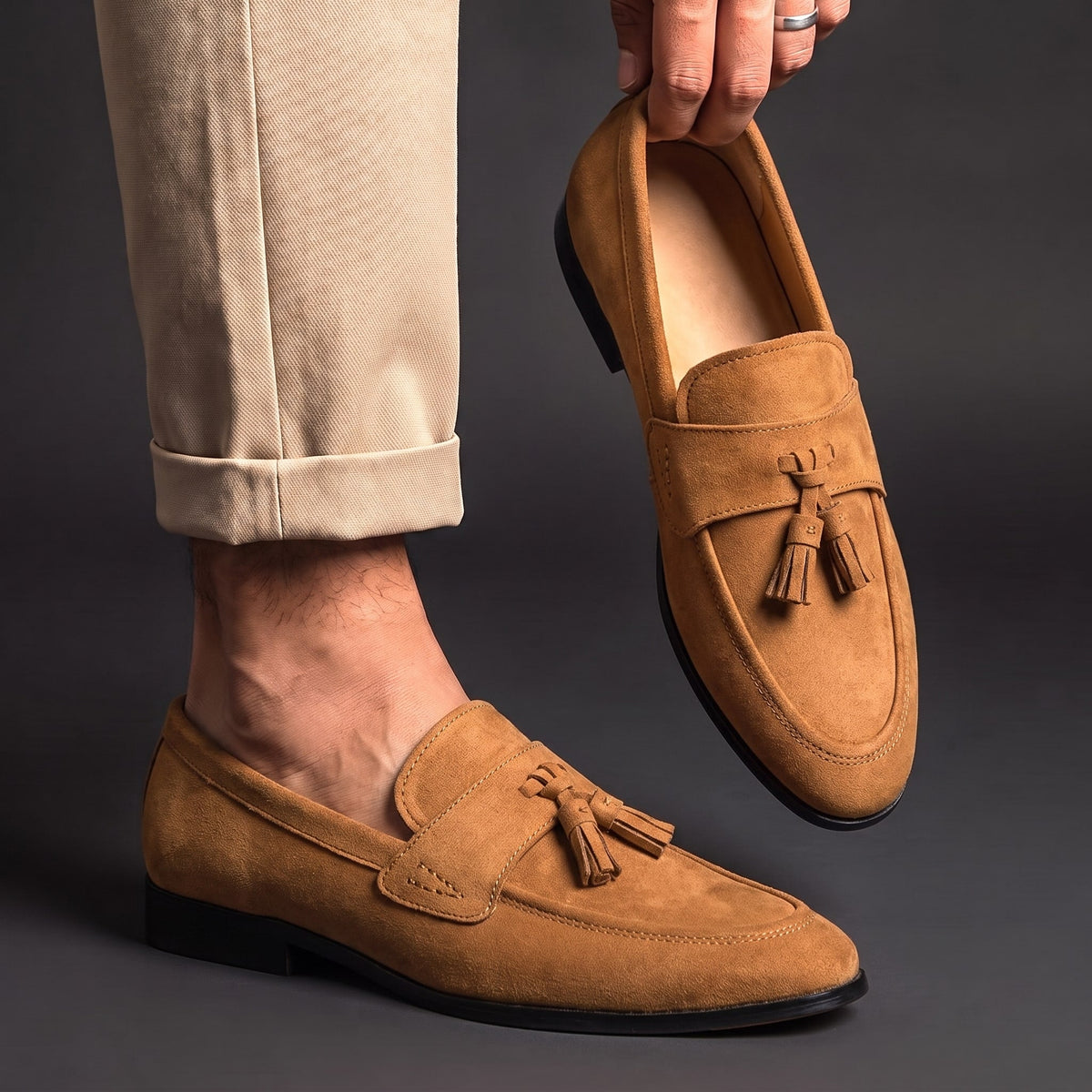Microsuede Tassel Loafers | Cushioned Slip-On Summer Casual Dress Shoes