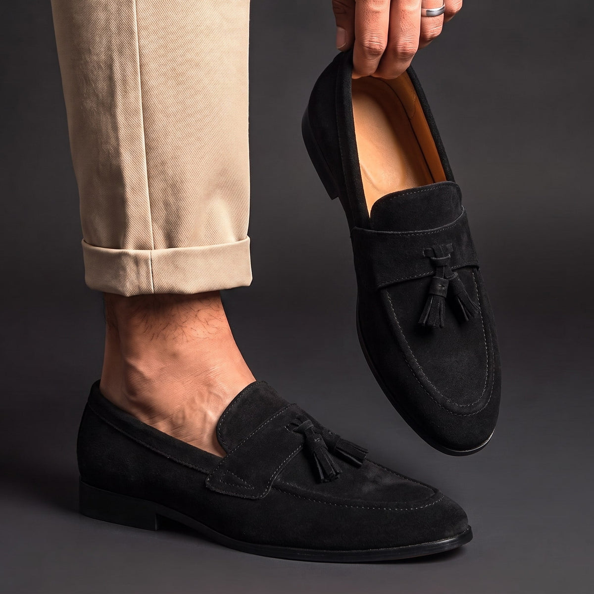 Microsuede Tassel Loafers | Cushioned Slip-On Summer Casual Dress Shoes