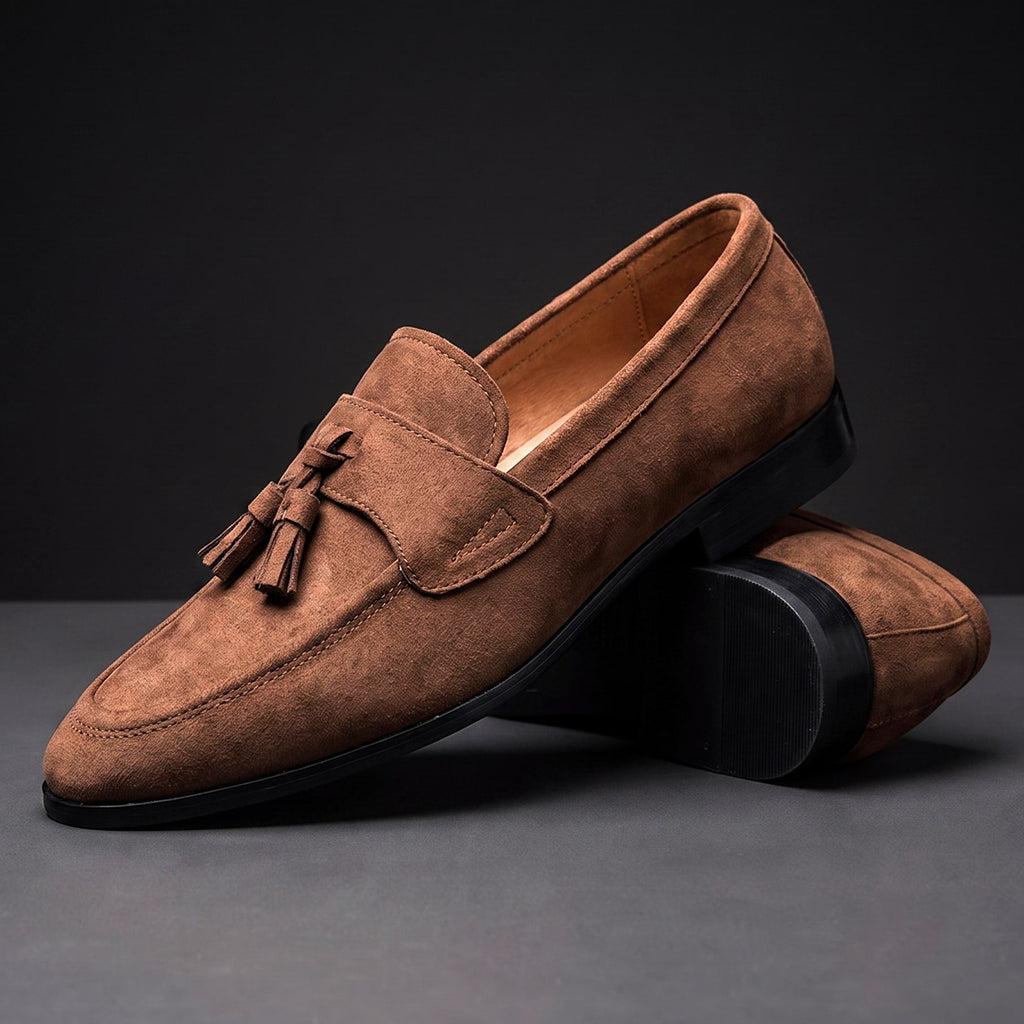 Microsuede Tassel Loafers | Cushioned Slip-On Summer Casual Dress Shoes
