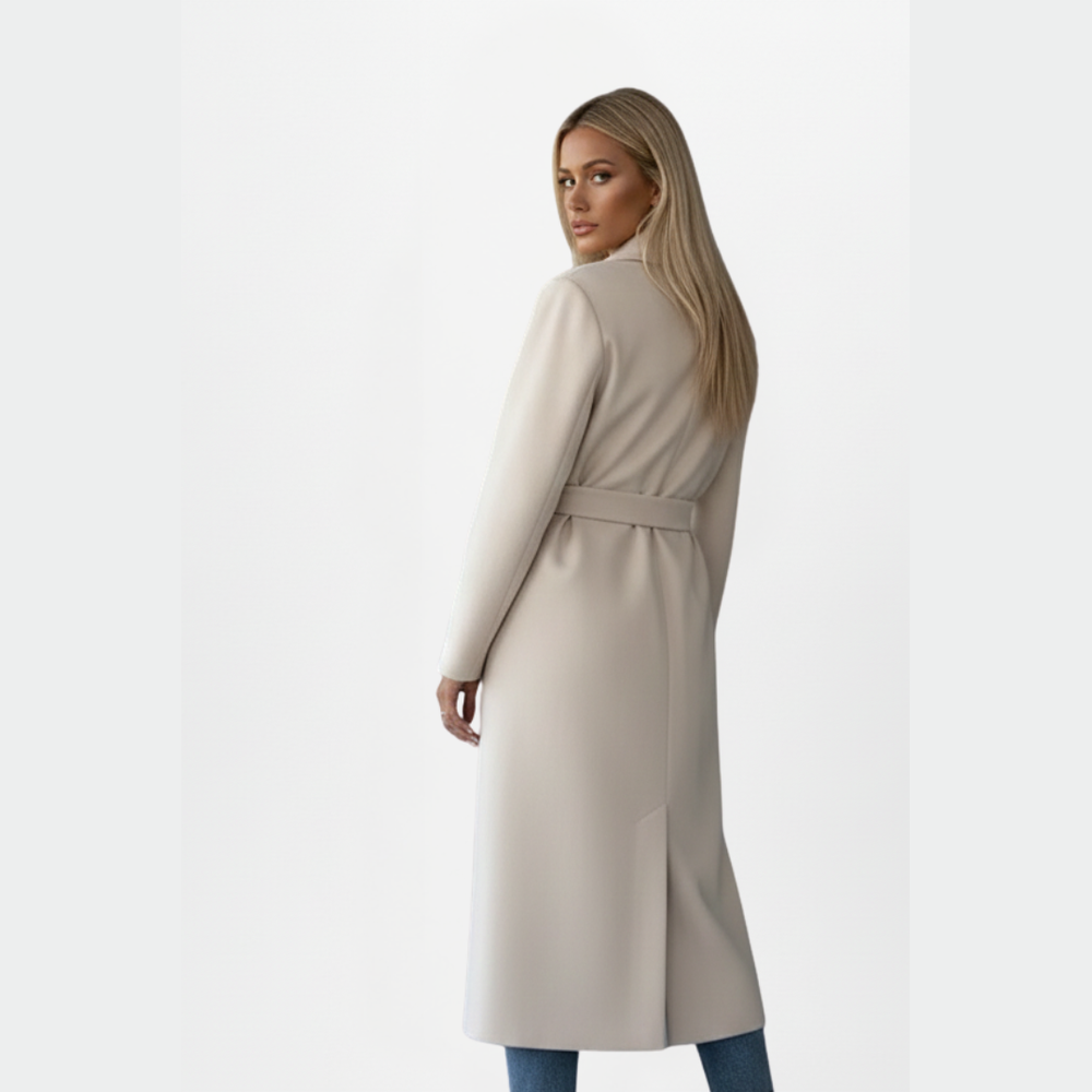 Belted Double-Breasted Long Coat
