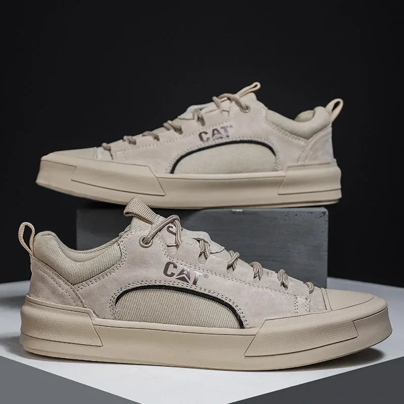 Men's Leather Mesh Sneakers | Cushioned Breathable Urban Trail Street Shoes