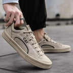 Men's Leather Mesh Sneakers | Cushioned Breathable Urban Trail Street Shoes