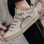 Men's Leather Mesh Sneakers | Cushioned Breathable Urban Trail Street Shoes