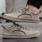 Men's Leather Mesh Sneakers | Cushioned Breathable Urban Trail Street Shoes