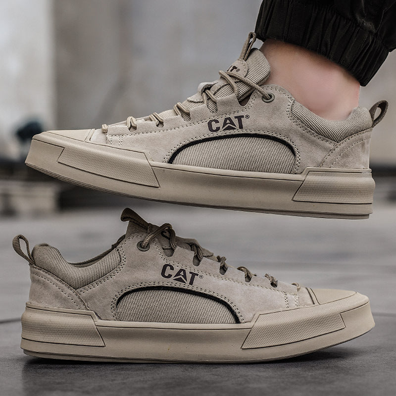 Men's Leather Mesh Sneakers | Cushioned Breathable Urban Trail Street Shoes