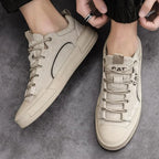 Men's Leather Mesh Sneakers | Cushioned Breathable Urban Trail Street Shoes
