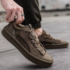 Men's Leather Mesh Sneakers | Cushioned Breathable Urban Trail Street Shoes