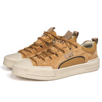 Men's Leather Mesh Sneakers | Cushioned Breathable Urban Trail Street Shoes