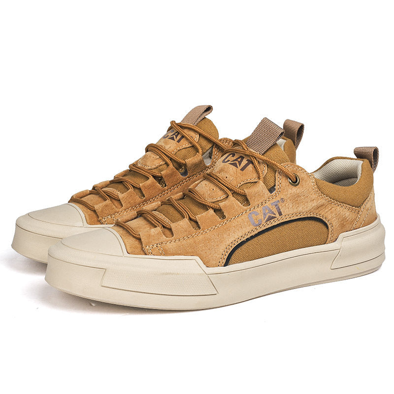Men's Leather Mesh Sneakers | Cushioned Breathable Urban Trail Street Shoes