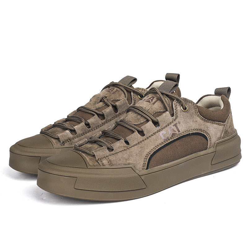 Men's Leather Mesh Sneakers | Cushioned Breathable Urban Trail Street Shoes