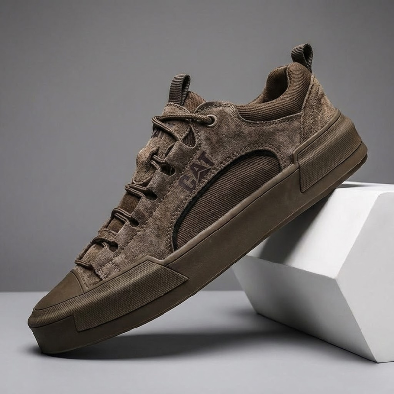 Men's Leather Mesh Sneakers | Cushioned Breathable Urban Trail Street Shoes