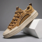 Men's Leather Mesh Sneakers | Cushioned Breathable Urban Trail Street Shoes