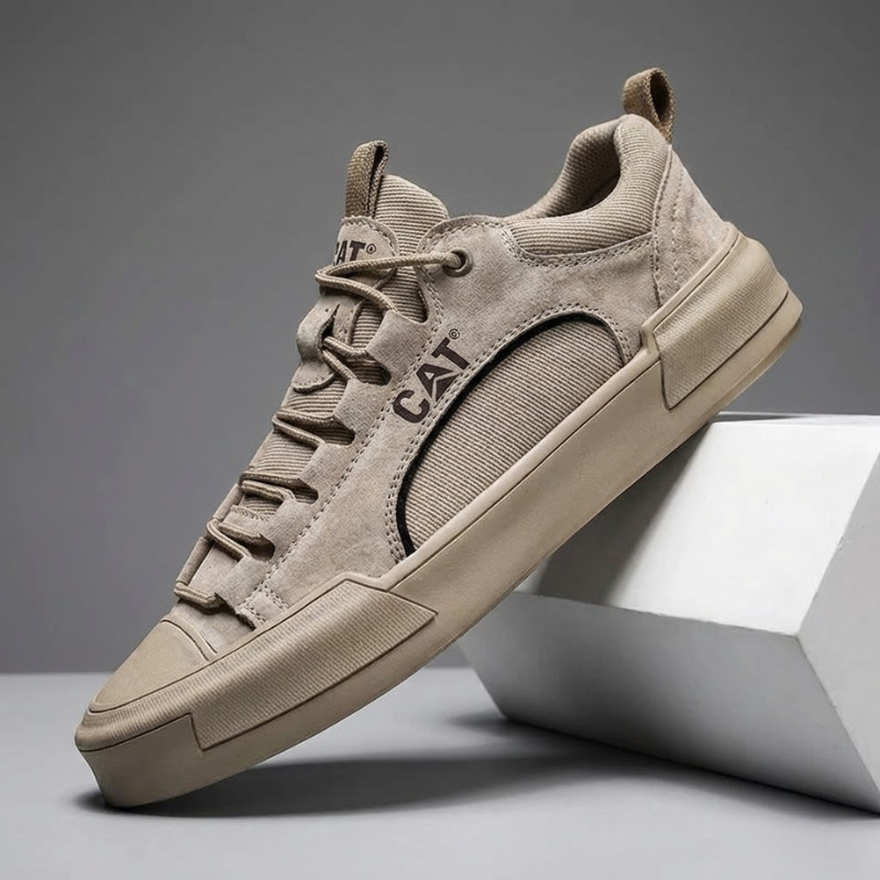 Men's Leather Mesh Sneakers | Cushioned Breathable Urban Trail Street Shoes