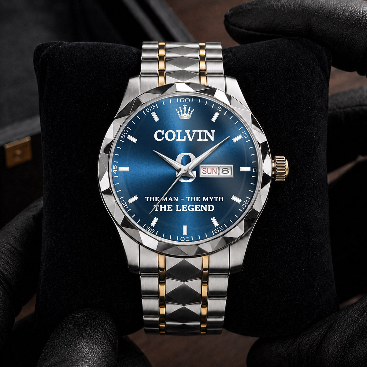 Men's Engraved Stainless Steel Watch | Water-Resistant Adjustable Dress Watch
