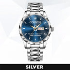 Men's Engraved Stainless Steel Watch | Water-Resistant Adjustable Dress Watch