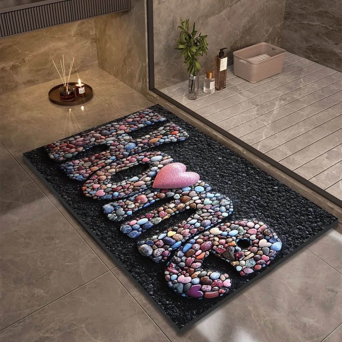 Eclectic Stone-Like Textured Bath Mat