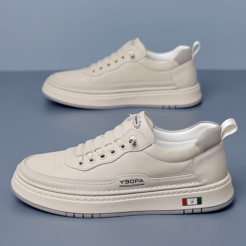 Men's Genuine Leather Sneakers | Hand-Stitched Cushioned Sole Everyday Shoes