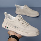 Men's Genuine Leather Sneakers | Hand-Stitched Cushioned Sole Everyday Shoes