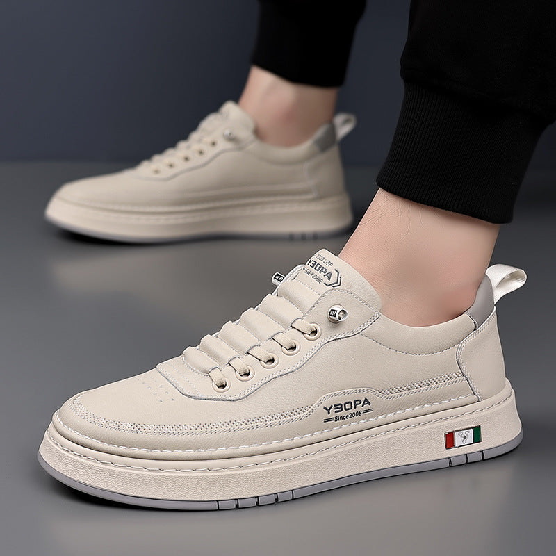 Men's Genuine Leather Sneakers | Hand-Stitched Cushioned Sole Everyday Shoes