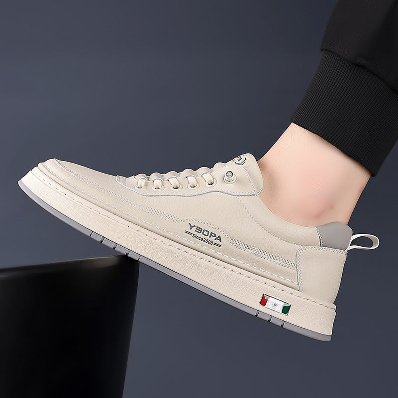 Men's Genuine Leather Sneakers | Hand-Stitched Cushioned Sole Everyday Shoes