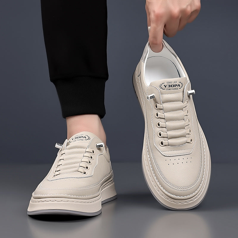 Men's Genuine Leather Sneakers | Hand-Stitched Cushioned Sole Everyday Shoes