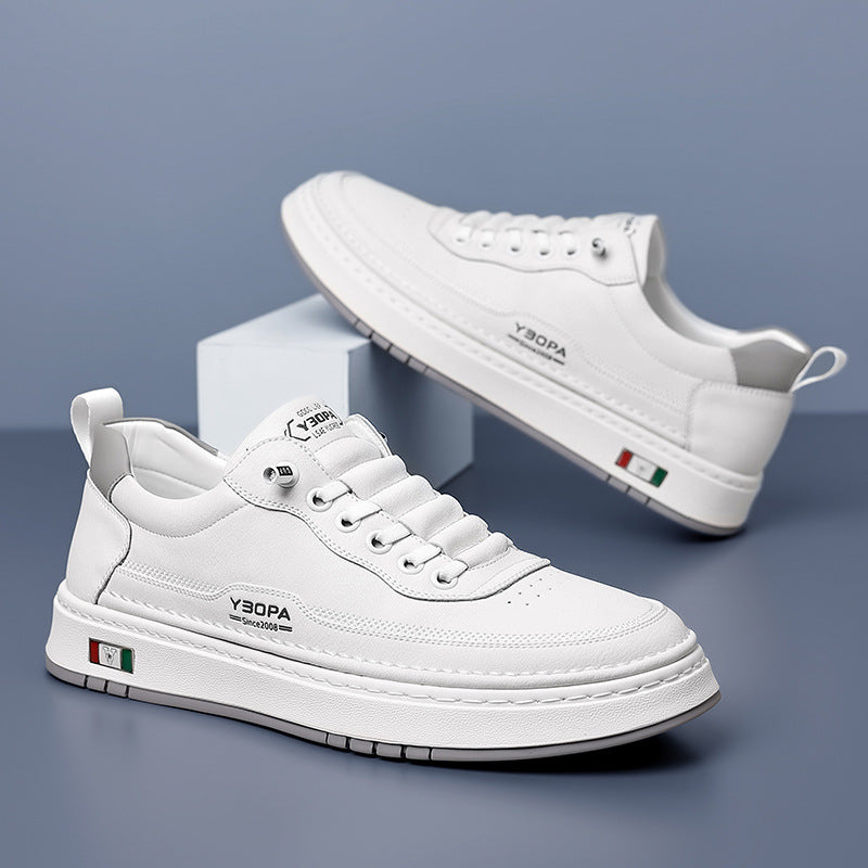 Men's Genuine Leather Sneakers | Hand-Stitched Cushioned Sole Everyday Shoes