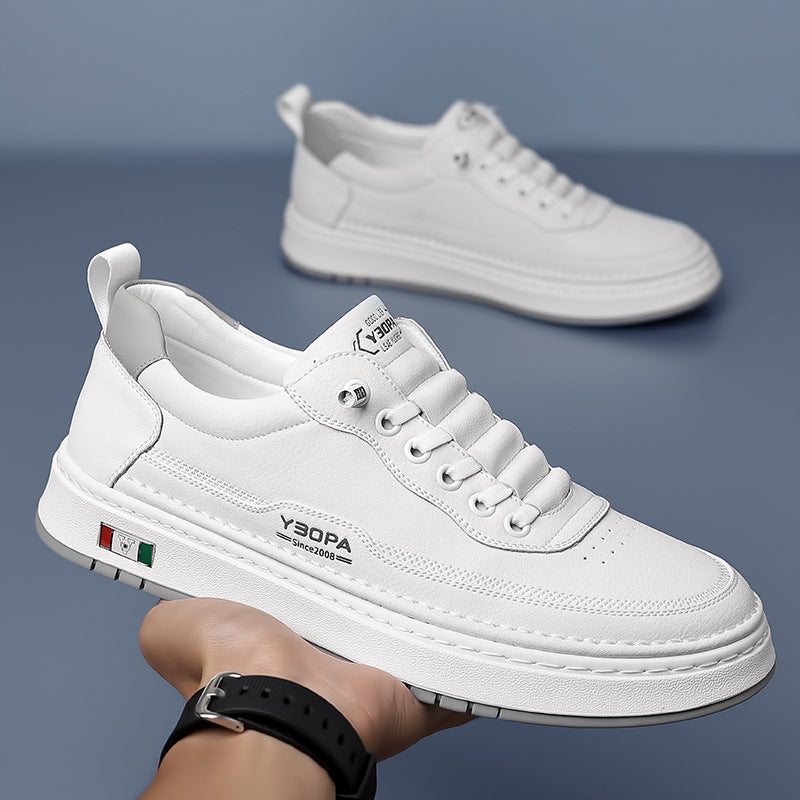 Men's Genuine Leather Sneakers | Hand-Stitched Cushioned Sole Everyday Shoes