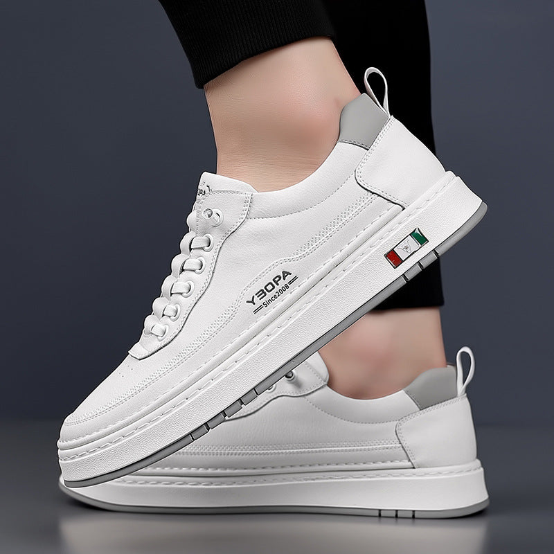 Men's Genuine Leather Sneakers | Hand-Stitched Cushioned Sole Everyday Shoes