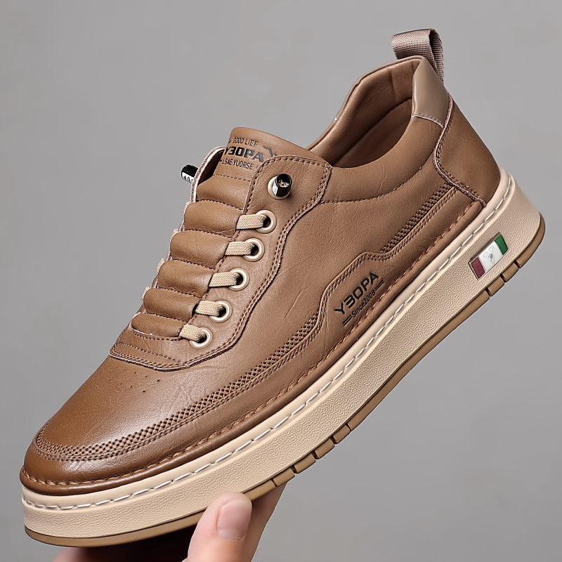 Men's Genuine Leather Sneakers | Hand-Stitched Cushioned Sole Everyday Shoes