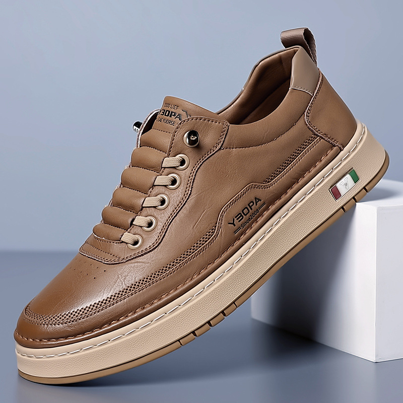 Men's Genuine Leather Sneakers | Hand-Stitched Cushioned Sole Everyday Shoes