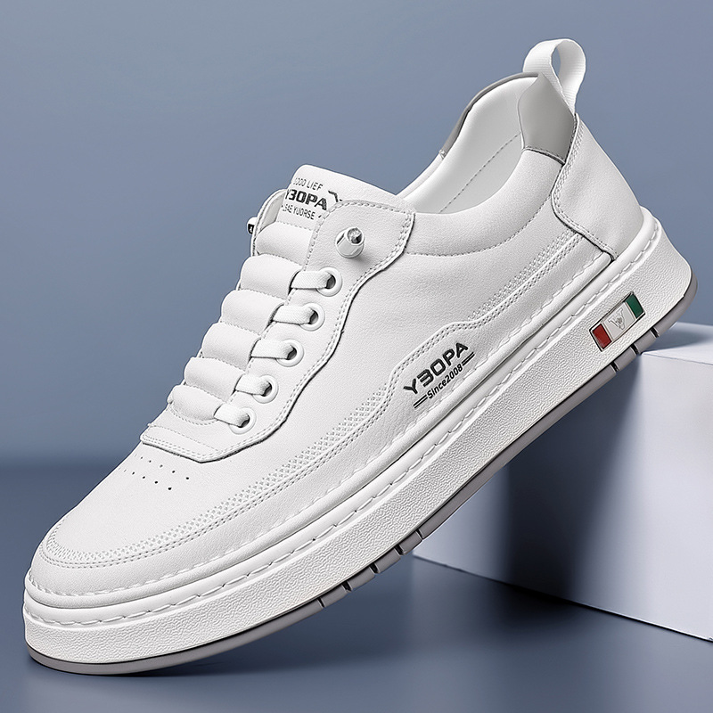 Men's Genuine Leather Sneakers | Hand-Stitched Cushioned Sole Everyday Shoes