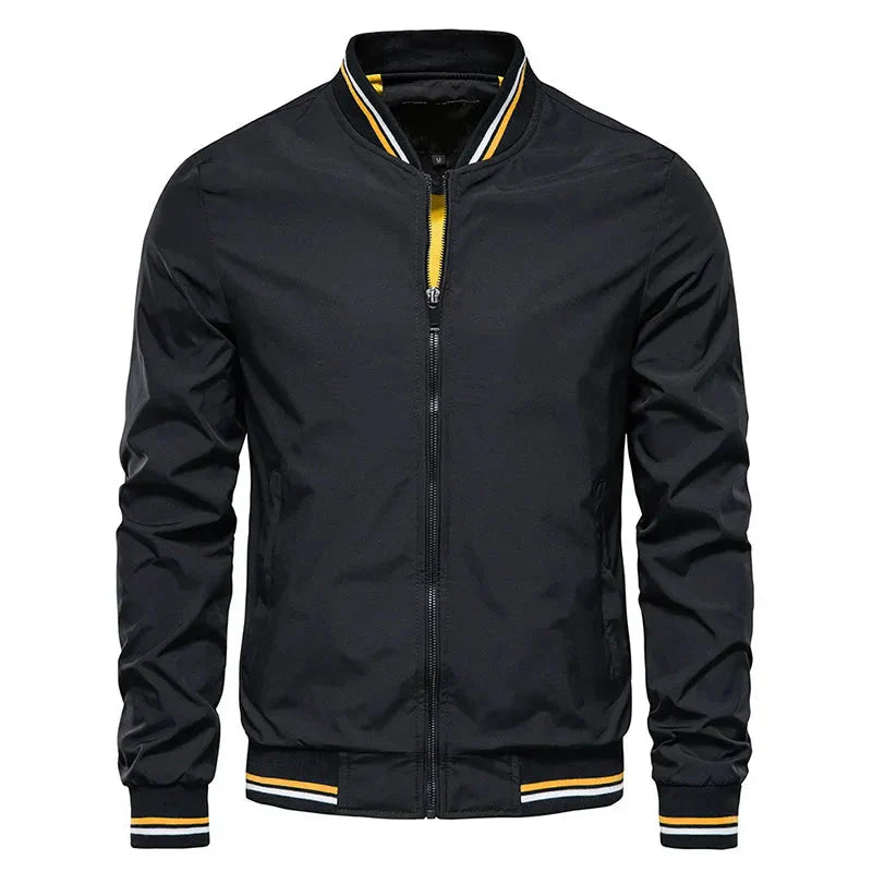 Freddie Regular Fit Bomber Jacket | Ribbed Trim Striped Trim Bomber Jacket