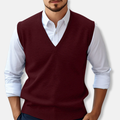 Joshua Ribbed V-Neck Sweater Vest | Regular Fit Sleeveless Sweater Vest