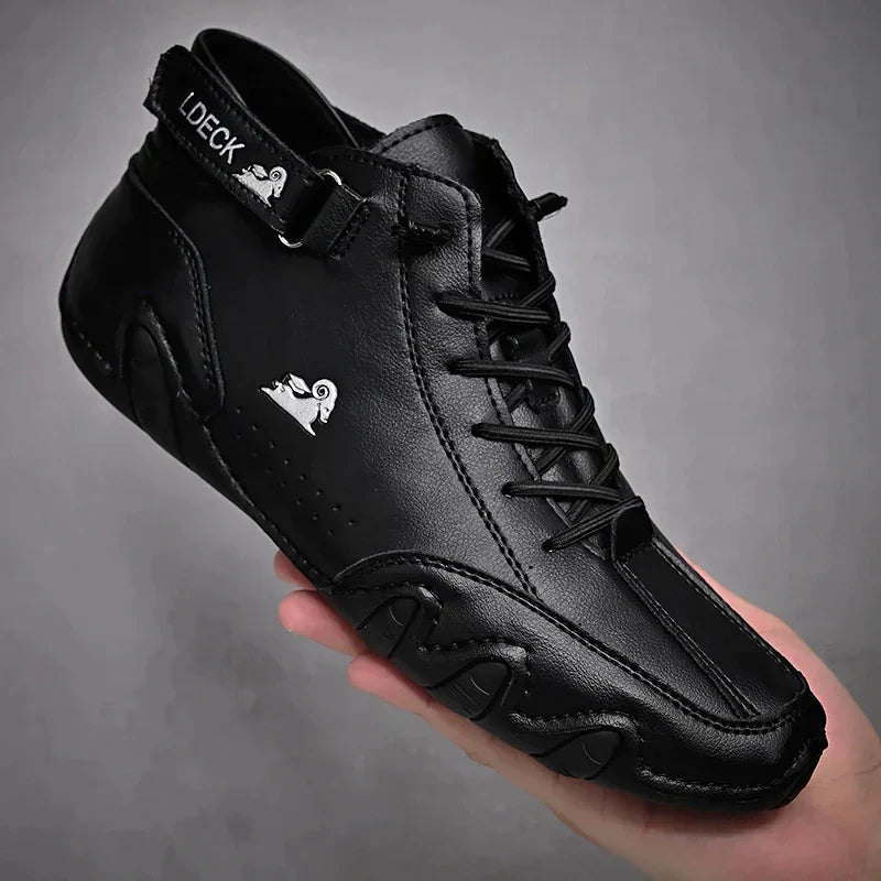 Lace-Up Ankle Boots – Solid Moc Toe Casual Design