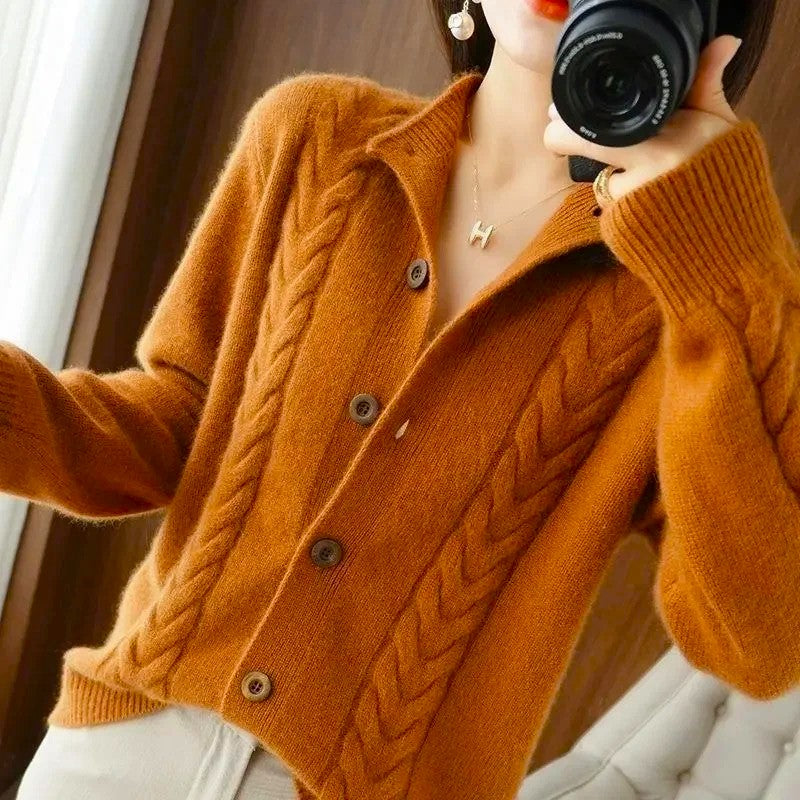 Maeve Classic Knit Cardigan | Textured Cable Knit Button