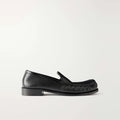 Men's Black Pebbled Leather Moc Toe Loafers