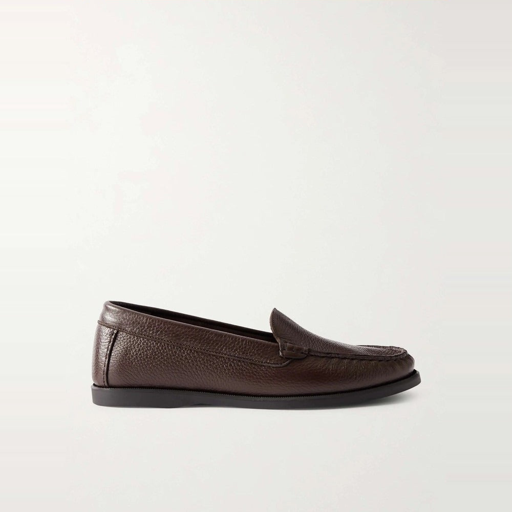 Men's Brown Full-Grain Leather Penny Loafers