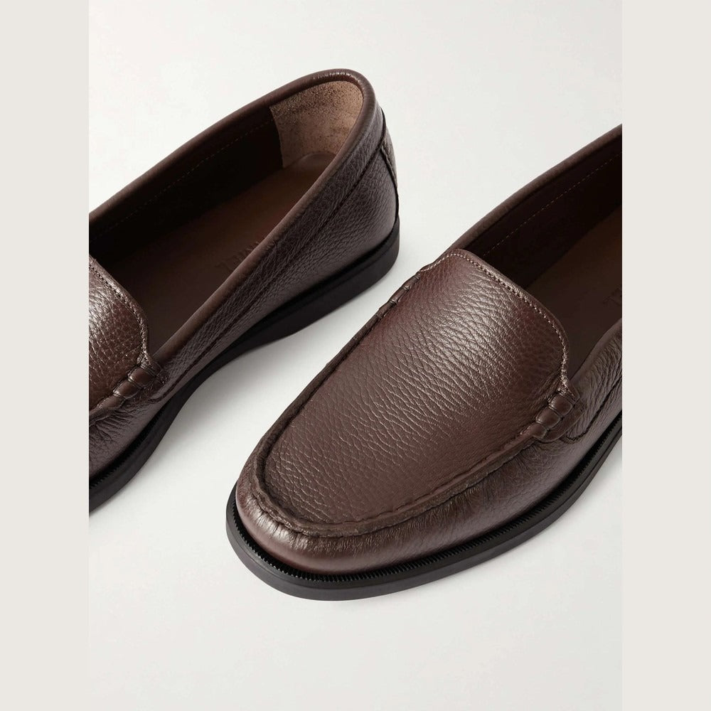 Men's Brown Full-Grain Leather Penny Loafers