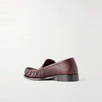Men's Burgundy Pebbled Leather Moc Toe Loafers