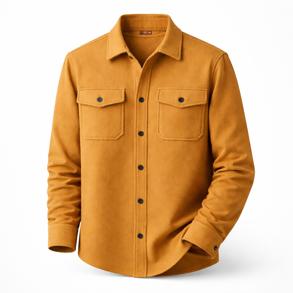 Men's Button-Up Overshirt - Camel