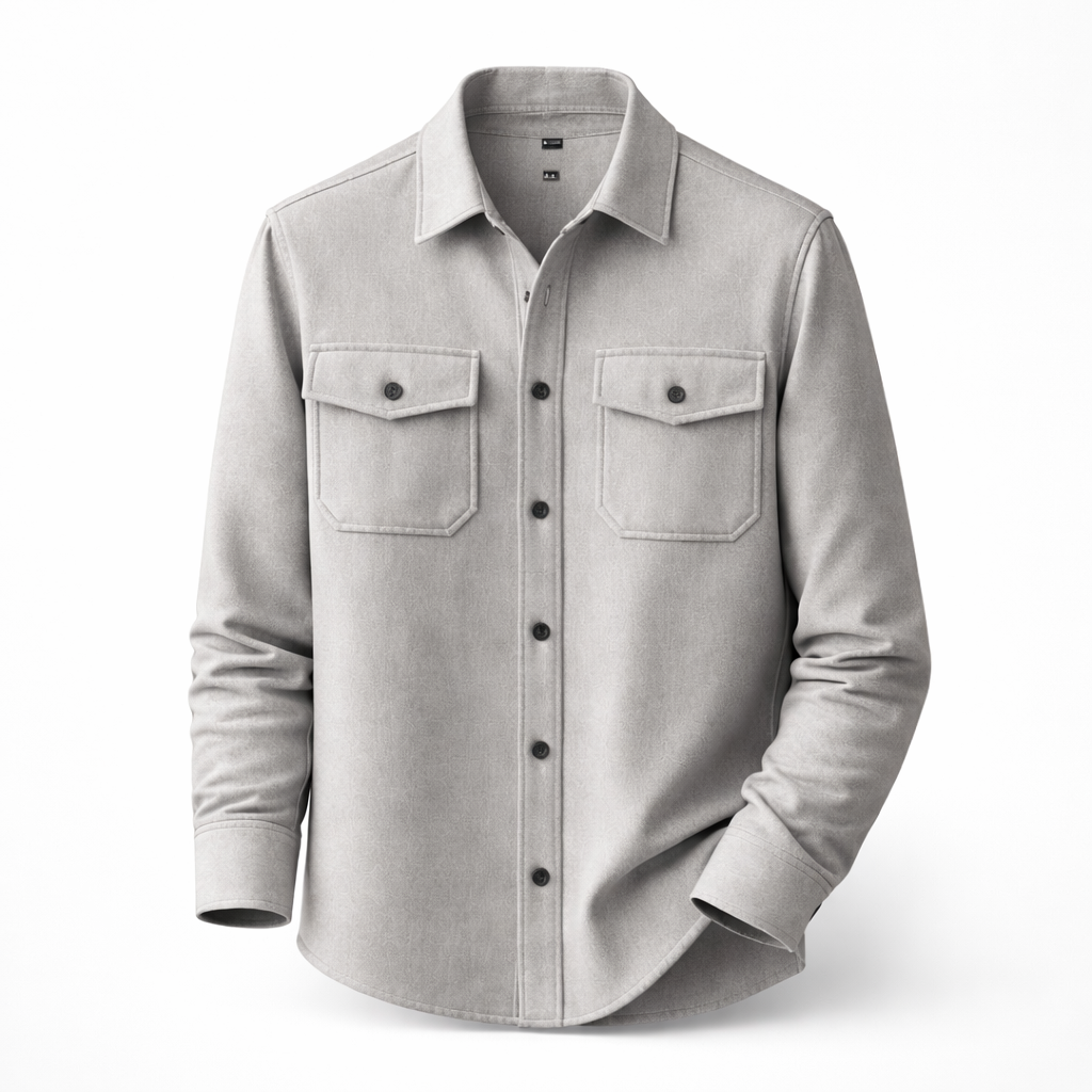 Men's Button-Up Overshirt - Grey