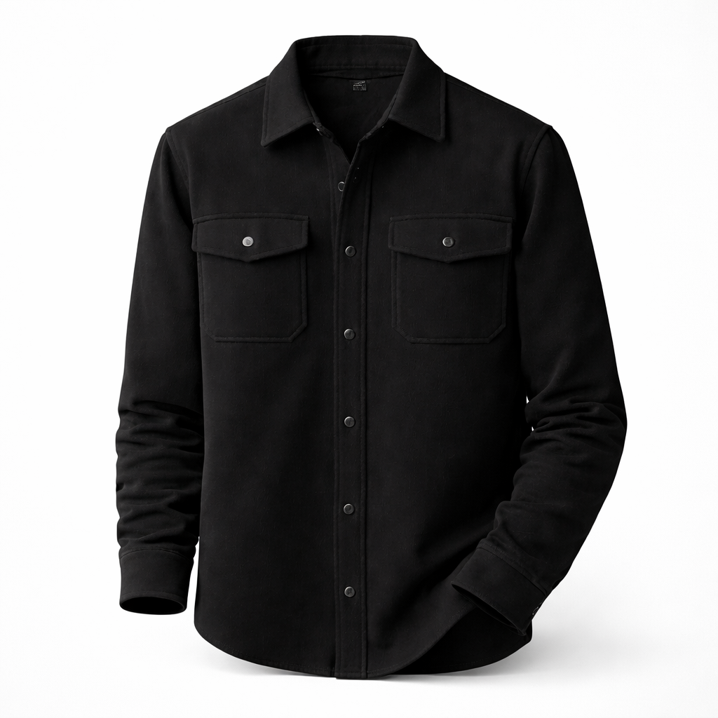 Men's Button-Up Overshirt - Black