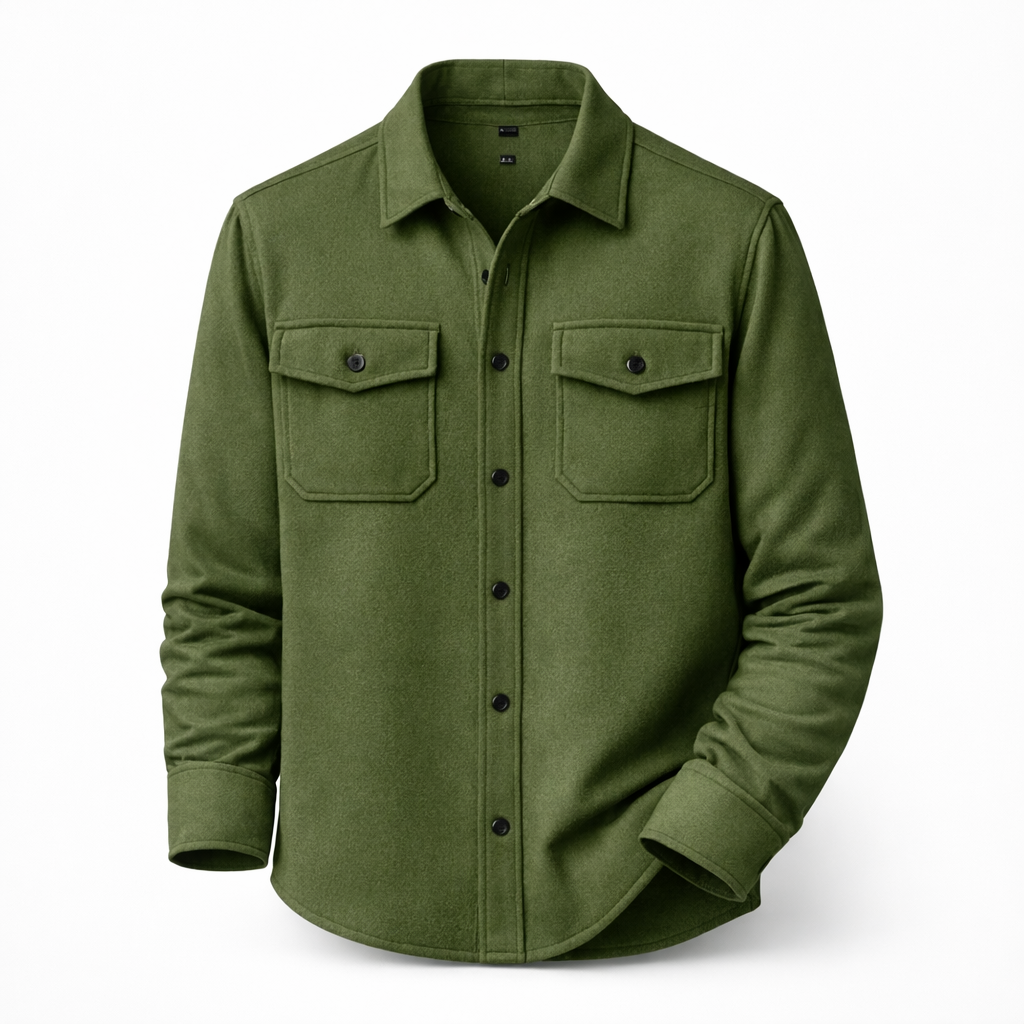 Men's Button-Up Overshirt - Green