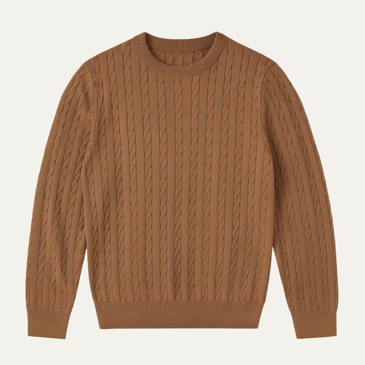 Men's cable knit round neck sweater, winter knitwear