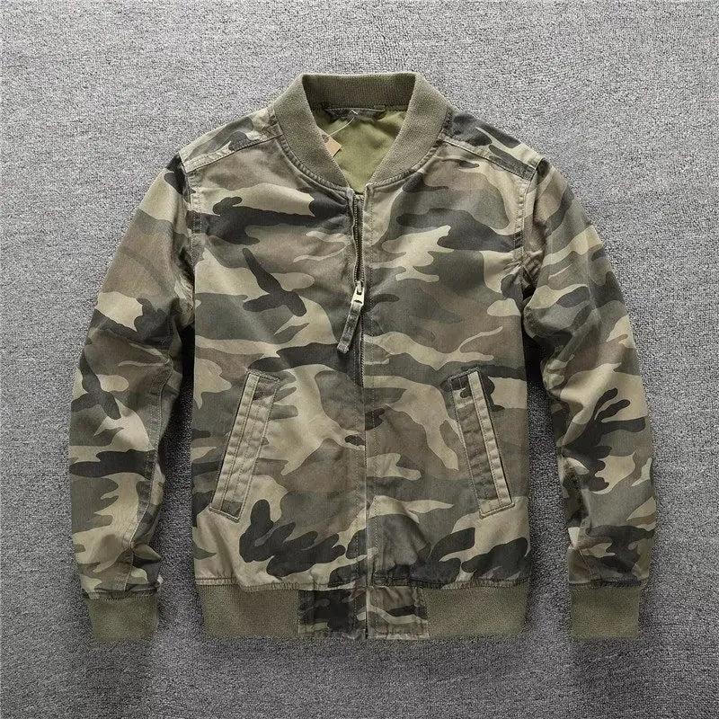 Cross & Timber Men's Camo Bomber Jacket - Woodland Camo