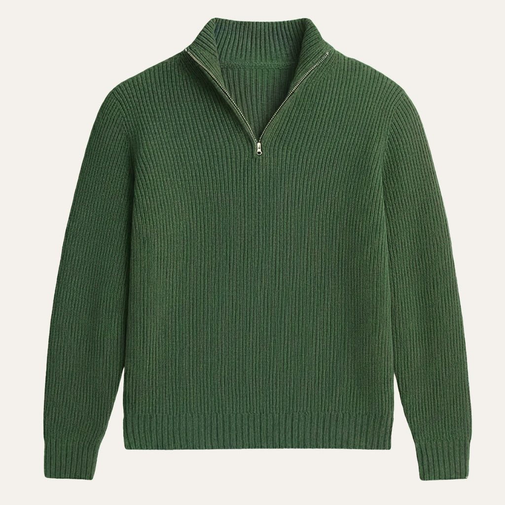 Men's Cashmere Knit Half-Zip Sweater - flat lay