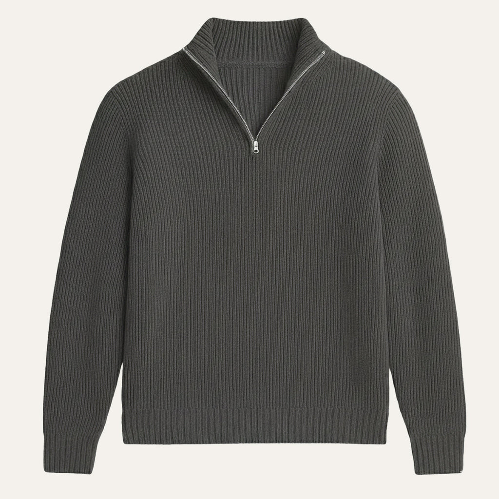 Men's Cashmere Knit Half-Zip Sweater - flat lay